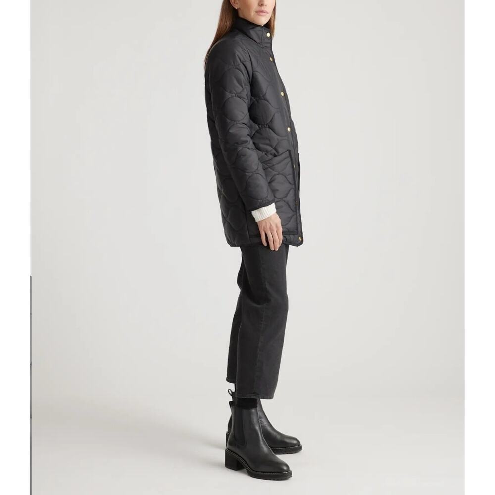 QUINCE Women's Featherless Quilted Long Puffer Jacket Size Large Black Outerwear - Picture 3 of 16